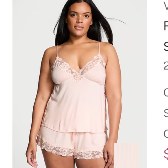 Victoria’s Secret Ribbed Model Lace Cami Set - Picture 1 of 11